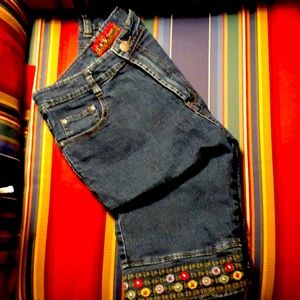 TNY jean long length embroidered shorts size 30